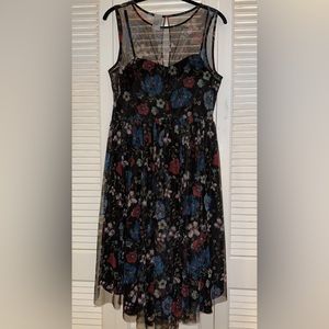 LC Disney Black floral mesh hi-low dress